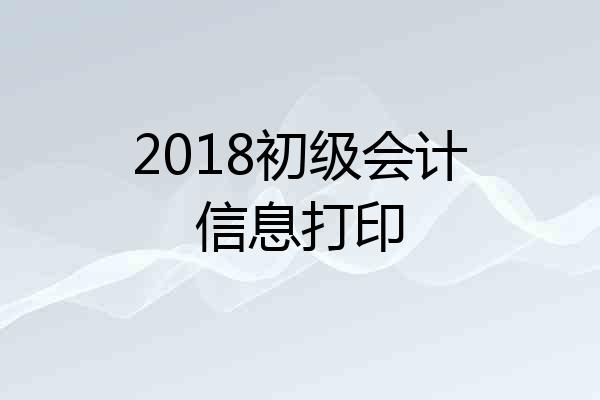 2018初级会计信息打印