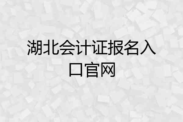 湖北会计证报名入口官网