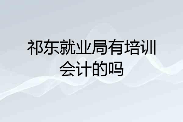 祁东就业局有培训会计的吗