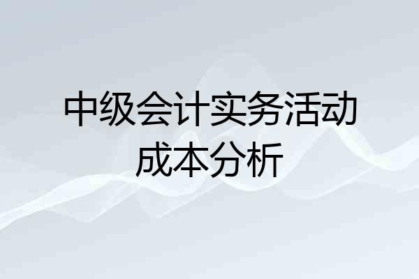 中级会计实务活动成本分析
