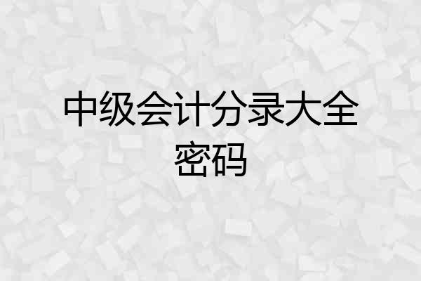 中级会计分录大全密码