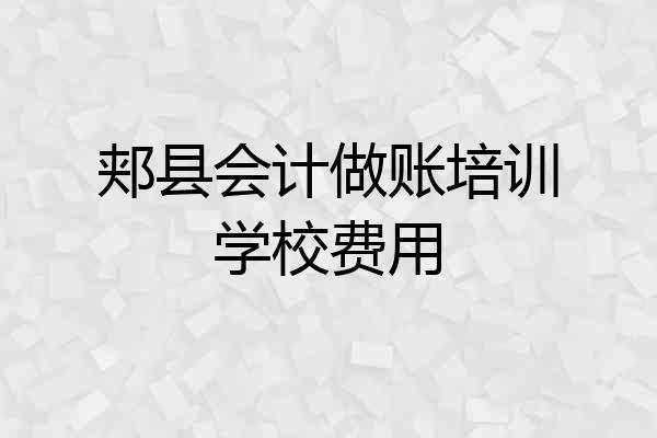 郏县会计做账培训学校费用