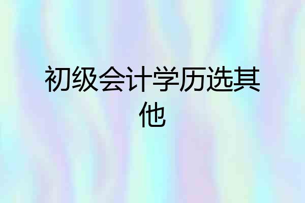 初级会计学历选其他