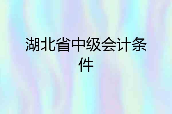 湖北省中级会计条件