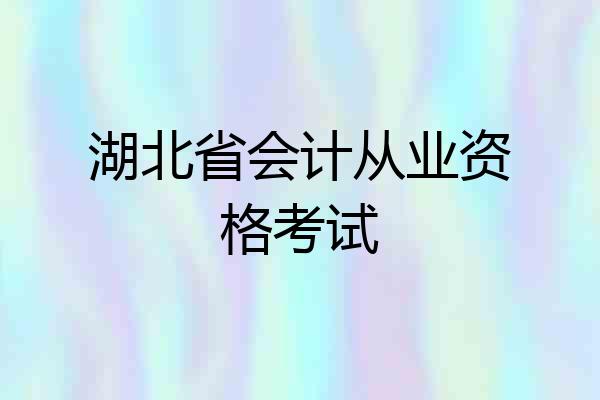 湖北省会计从业资格考试