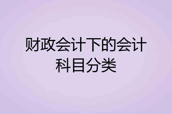 财政会计下的会计科目分类