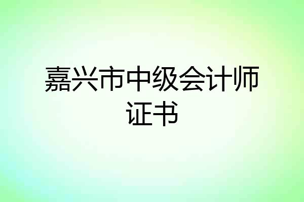 嘉兴市中级会计师证书
