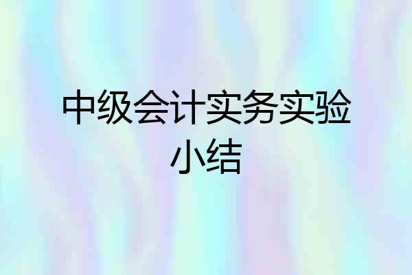 中级会计实务实验小结