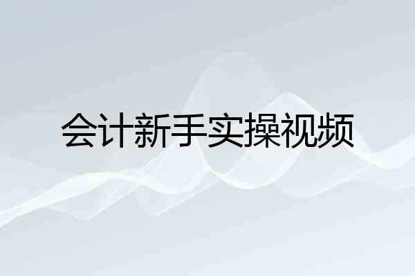 会计新手实操视频