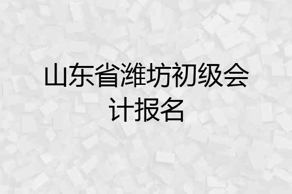 山东省潍坊初级会计报名
