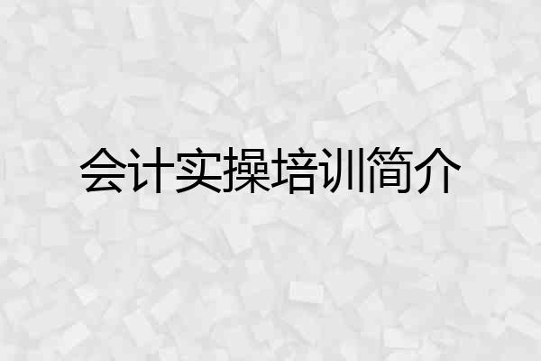 会计实操培训简介