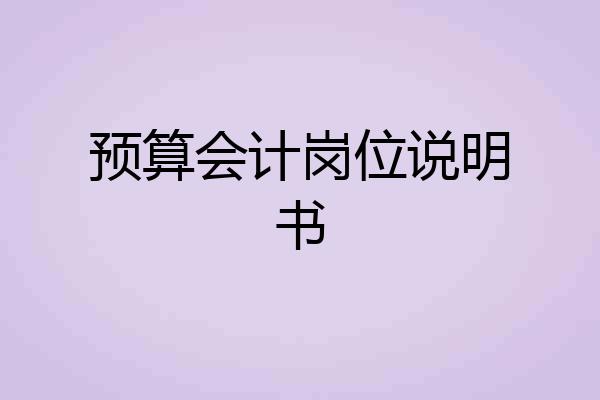 预算会计岗位说明书