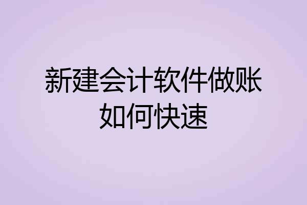 新建会计软件做账如何快速