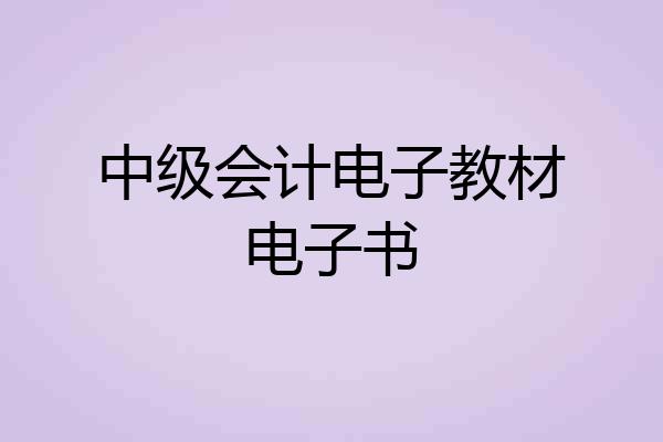中级会计电子教材电子书