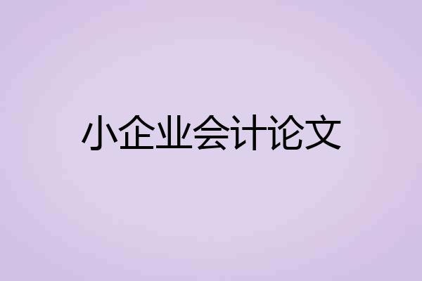 小企业会计论文