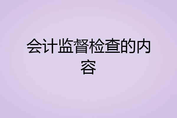 会计监督检查的内容