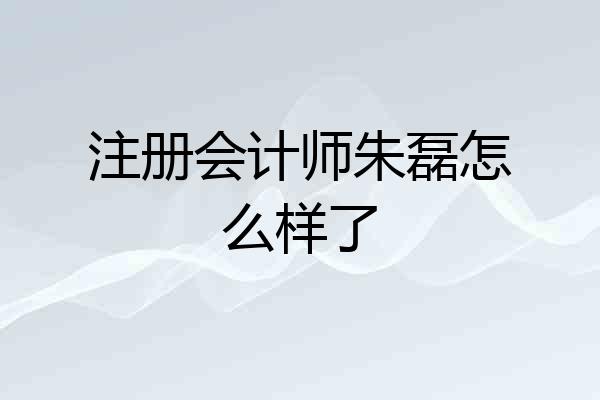 注册会计师朱磊怎么样了