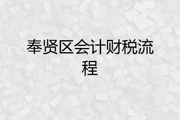 奉贤区会计财税流程