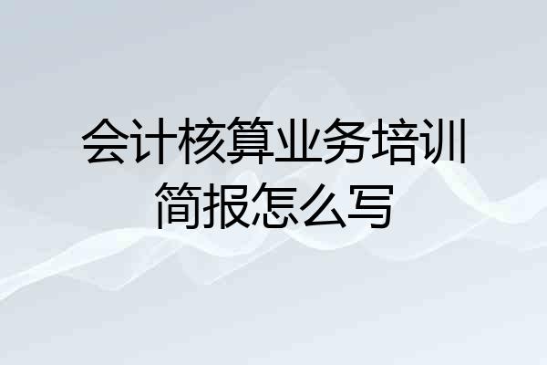 会计核算业务培训简报怎么写
