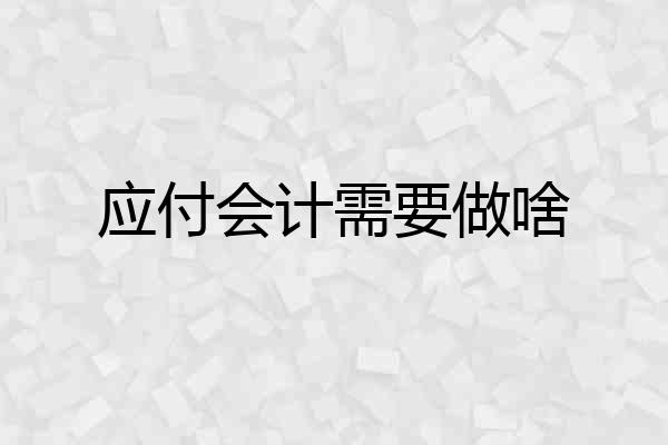 应付会计需要做啥