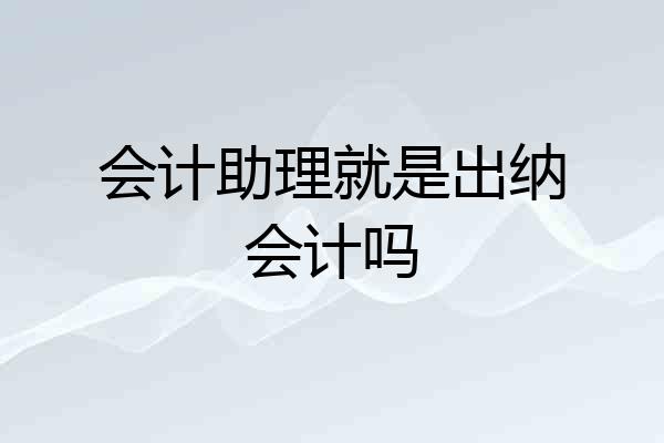 会计助理就是出纳会计吗