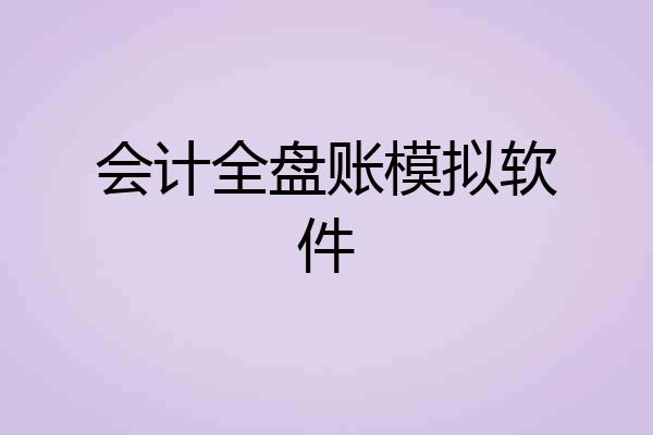 会计全盘账模拟软件