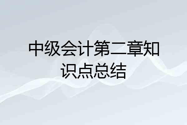 中级会计第二章知识点总结