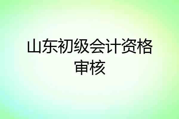 山东初级会计资格审核