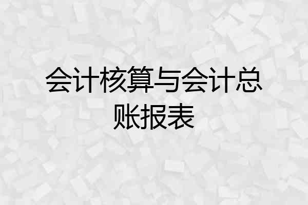 会计核算与会计总账报表
