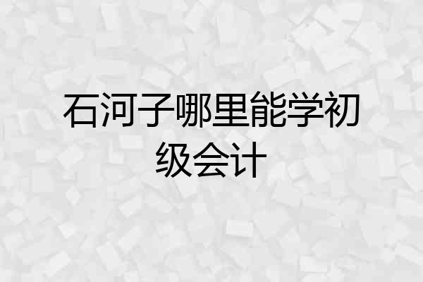 石河子哪里能学初级会计