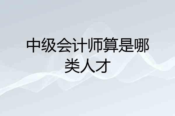中级会计师算是哪类人才