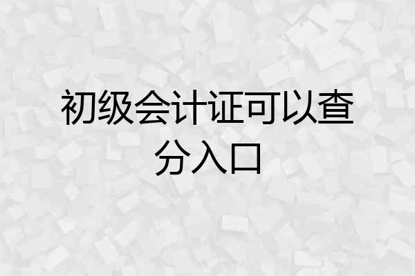 初级会计证可以查分入口