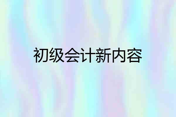 初级会计新内容