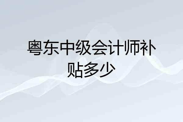 粤东中级会计师补贴多少