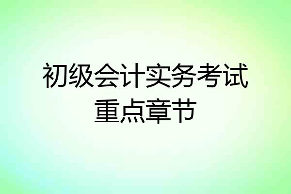 初级会计实务考试重点章节