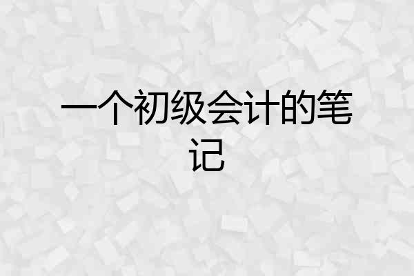 一个初级会计的笔记