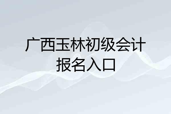 广西玉林初级会计报名入口