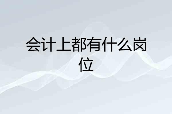 会计上都有什么岗位