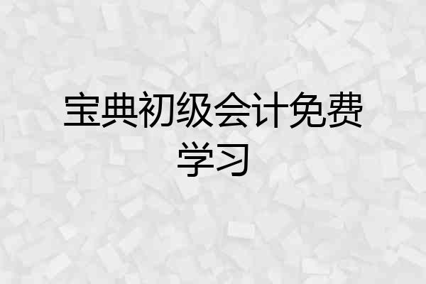 宝典初级会计免费学习