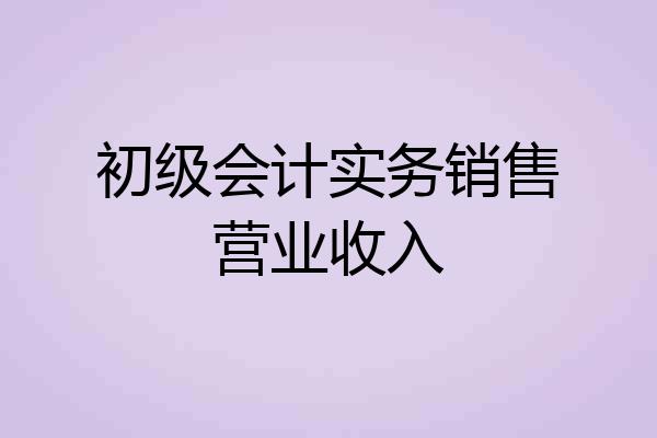 初级会计实务销售营业收入