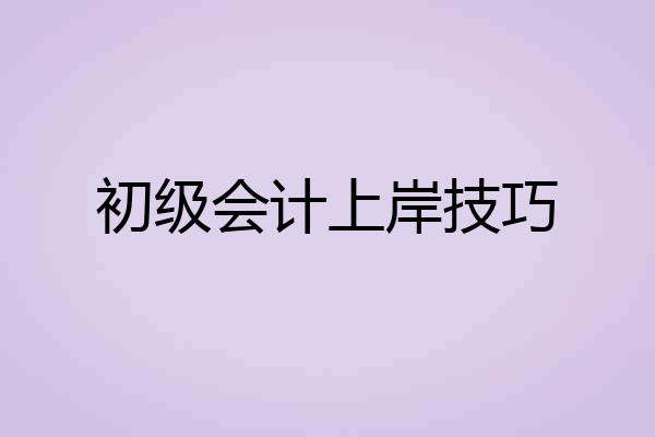 初级会计上岸技巧