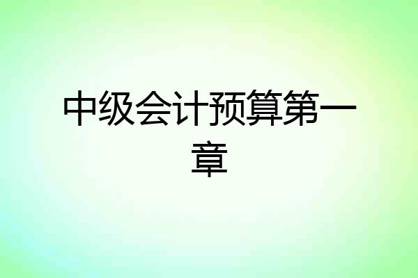 中级会计预算第一章