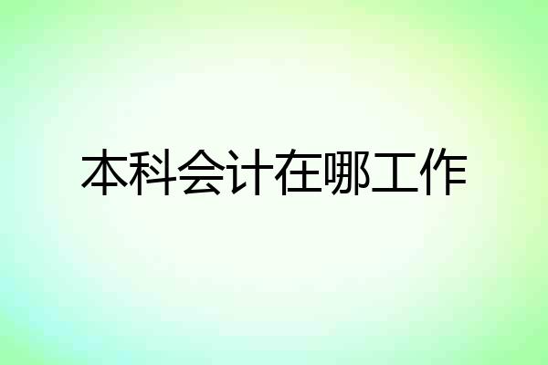 本科会计在哪工作