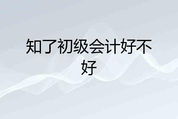 知了初级会计好不好