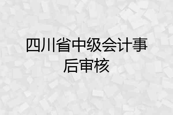 四川省中级会计事后审核