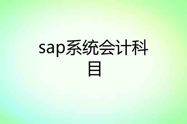 sap系统会计科目