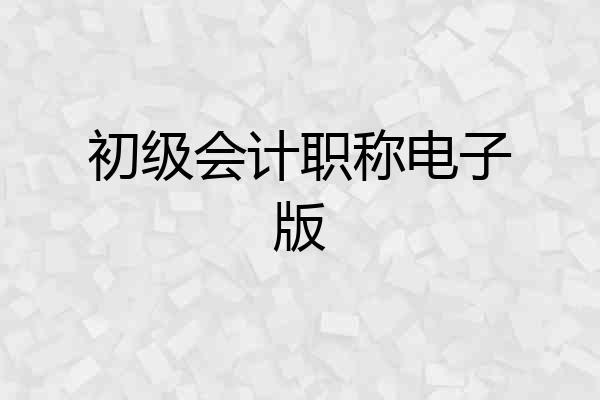 初级会计职称电子版