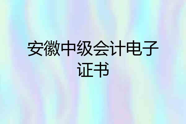 安徽中级会计电子证书