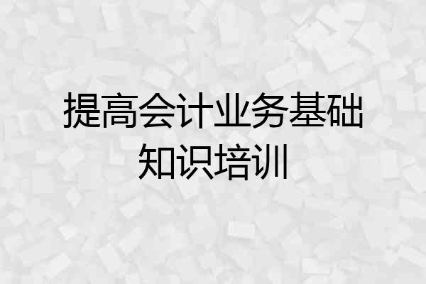 提高会计业务基础知识培训