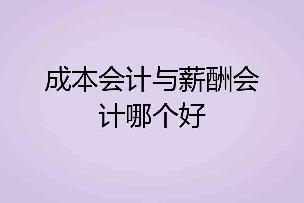 成本会计与薪酬会计哪个好